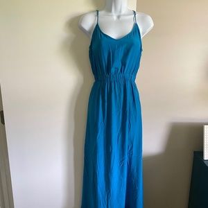 Twelfth Street by Cynthia Vincent, Teal Blue Silk Maxi Dress; Size Small